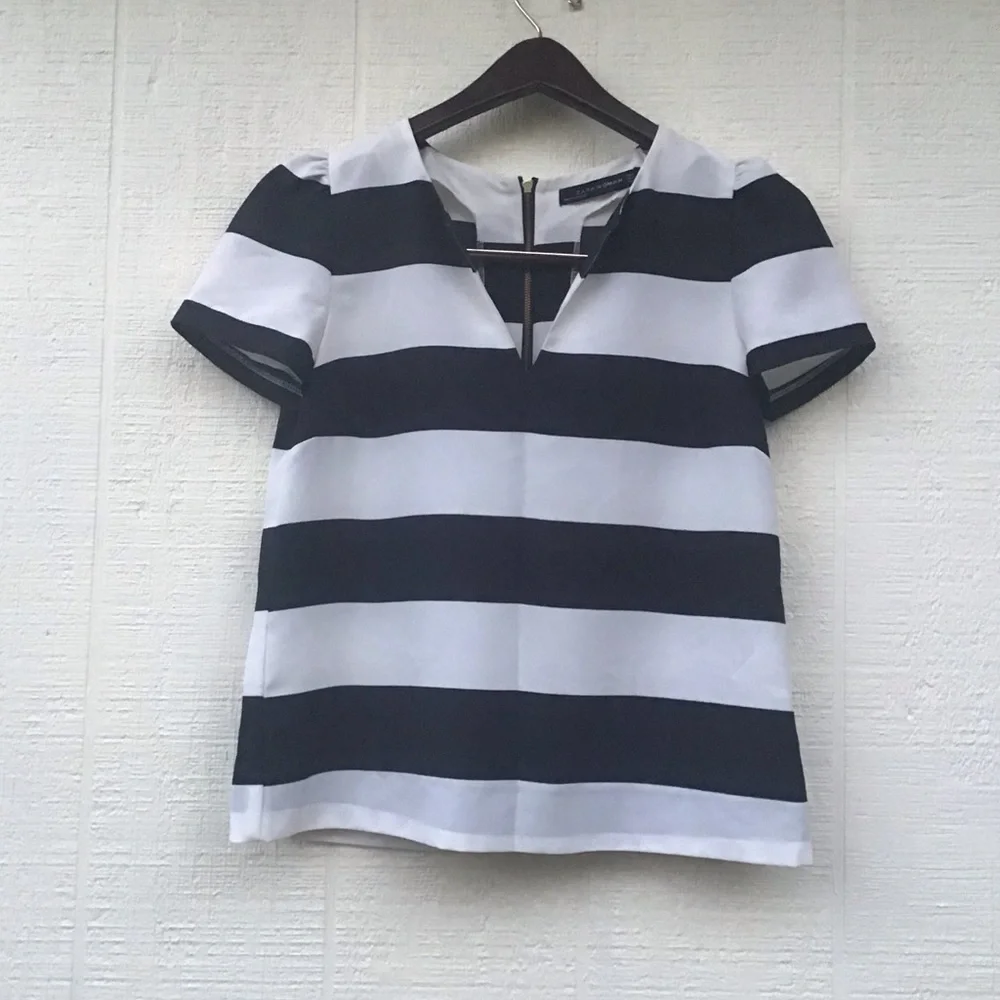 Zara striped puff sleeve top